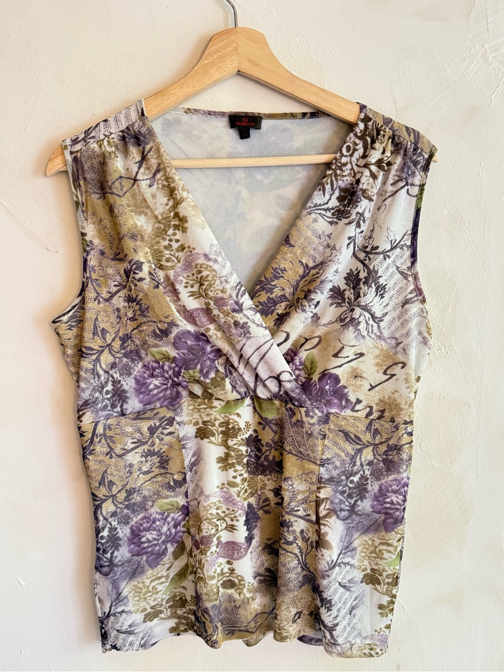 Y2K | Danier | Floral Toile Mesh Top | Deep V Wrap Front | Large